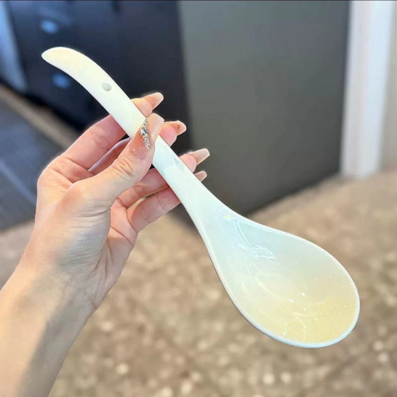 Velika keramička žlica za juhu, minimalistički elegantan kuhinjski pribor za dom, duga drška za rižinu kašu