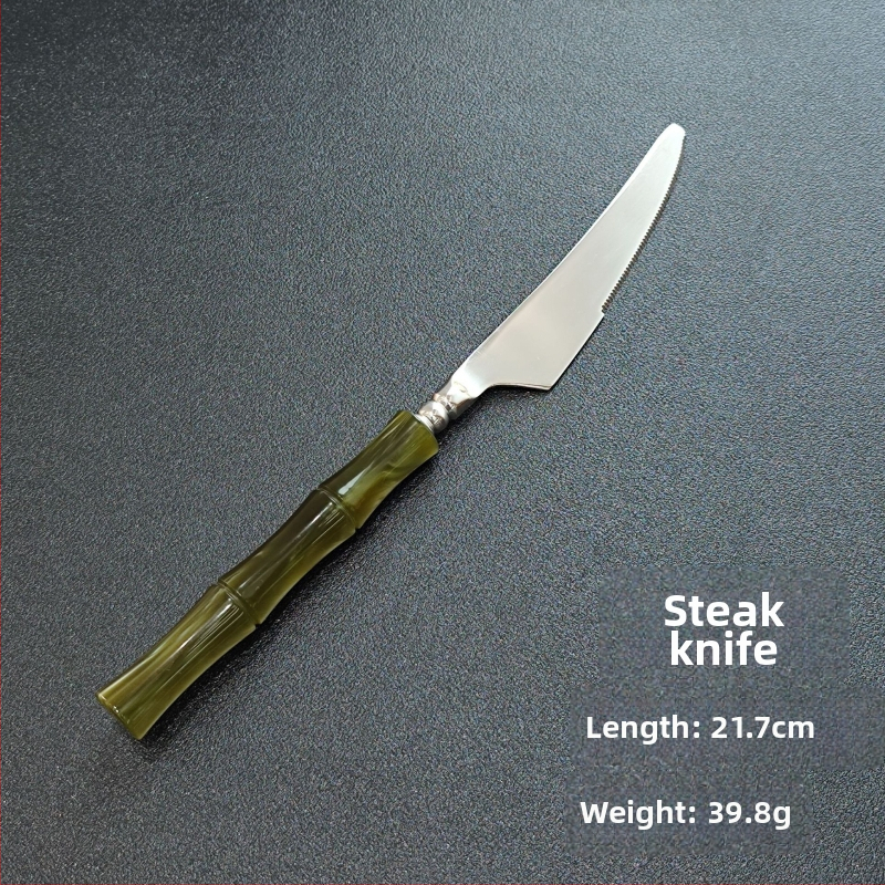 Kés, villa és kanál készlet – kézzel készített 304 rozsdamentes acélból, bambusz-összekapcsolódás dizájn, tükrös felület, új kínai stílus