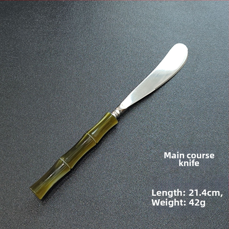 Kés, villa és kanál készlet – kézzel készített 304 rozsdamentes acélból, bambusz-összekapcsolódás dizájn, tükrös felület, új kínai stílus