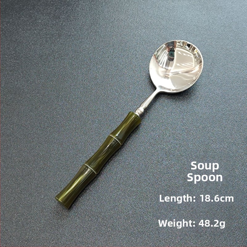 Kés, villa és kanál készlet – kézzel készített 304 rozsdamentes acélból, bambusz-összekapcsolódás dizájn, tükrös felület, új kínai stílus