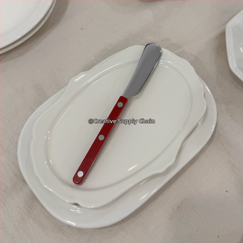 Francia stílusú 304 rozsdamentes acél evőeszköz készlet: steakhez kés, villa és kanál, klipszes fogantyúval, tükrös felület