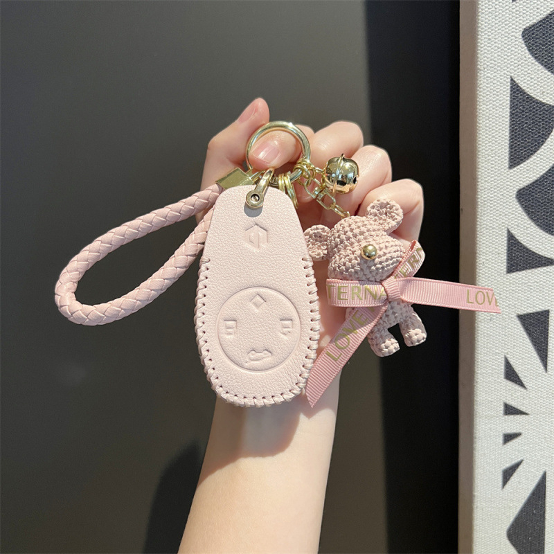 Atslēgu maciņš Leapmotor T03, liellopu āda, etniskais stils