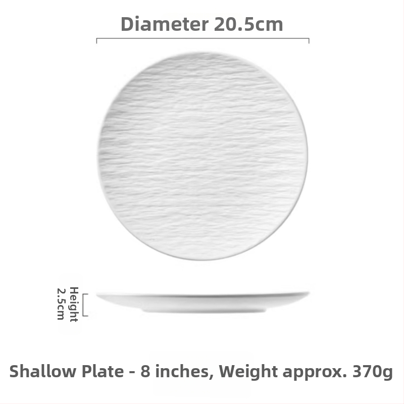 Porcelánból készült kerek steak-tál, sekély tál, alglazúrral bevont felület, logóval testre szabható