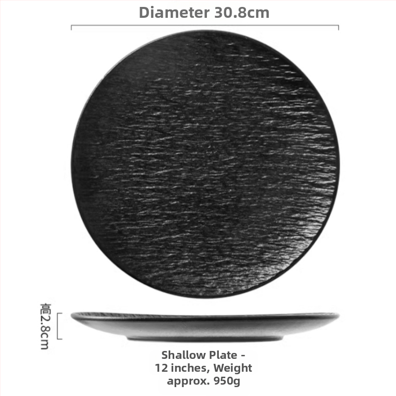 Porcelánból készült kerek steak-tál, sekély tál, alglazúrral bevont felület, logóval testre szabható