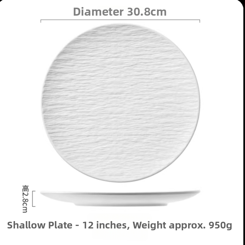 Porcelánból készült kerek steak-tál, sekély tál, alglazúrral bevont felület, logóval testre szabható