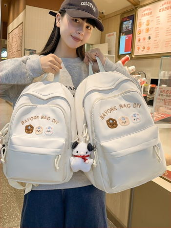 Školský batoh s písmenovým vzorom, nylon, priedušný, mestský minimalistický štýl, jar 2025