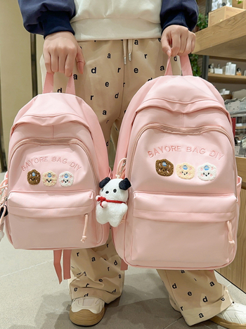 Školský batoh s písmenovým vzorom, nylon, priedušný, mestský minimalistický štýl, jar 2025