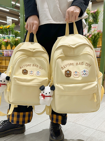 Školský batoh s písmenovým vzorom, nylon, priedušný, mestský minimalistický štýl, jar 2025