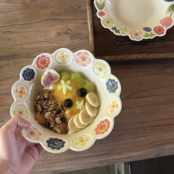 Japanski stil, nadahnut šumom, keramičko posuđe s podglazurom, cvjetna serija, izuzetne duboke i plitke ploče za doručak