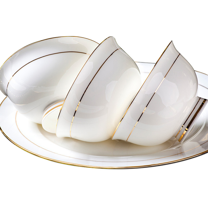 Set de boluri din porțelan cu os, rotunde, cu picioare înalte – boluri pentru orez și tăiței, compatibile cu microunde