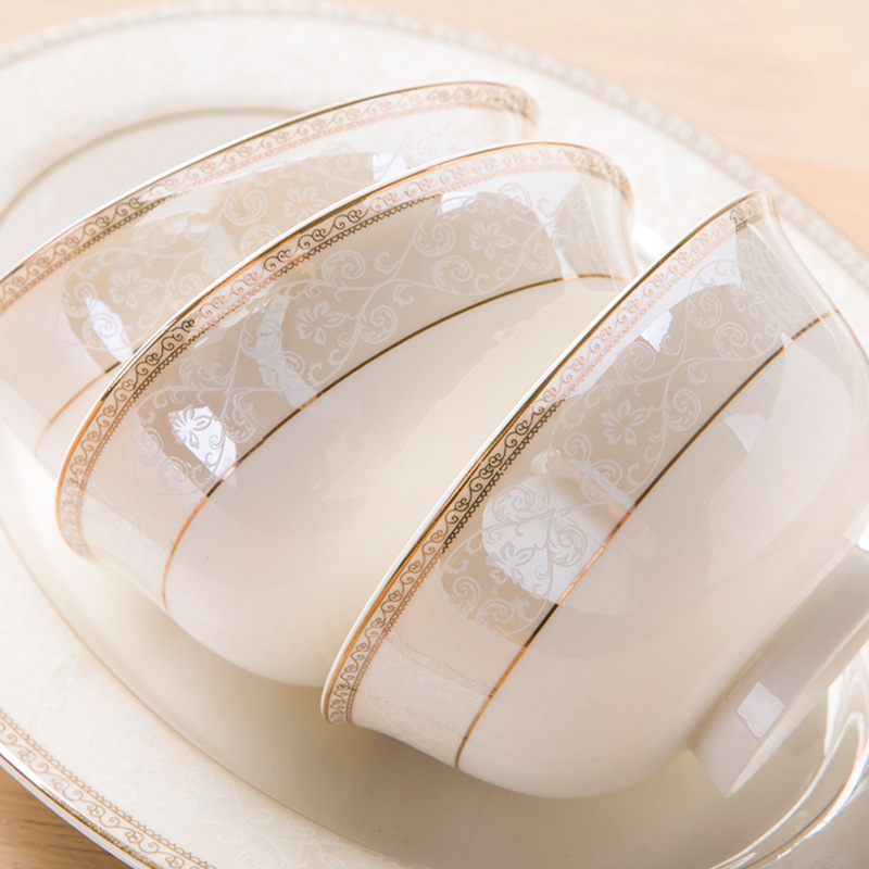 Set de boluri din porțelan cu os, rotunde, cu picioare înalte – boluri pentru orez și tăiței, compatibile cu microunde