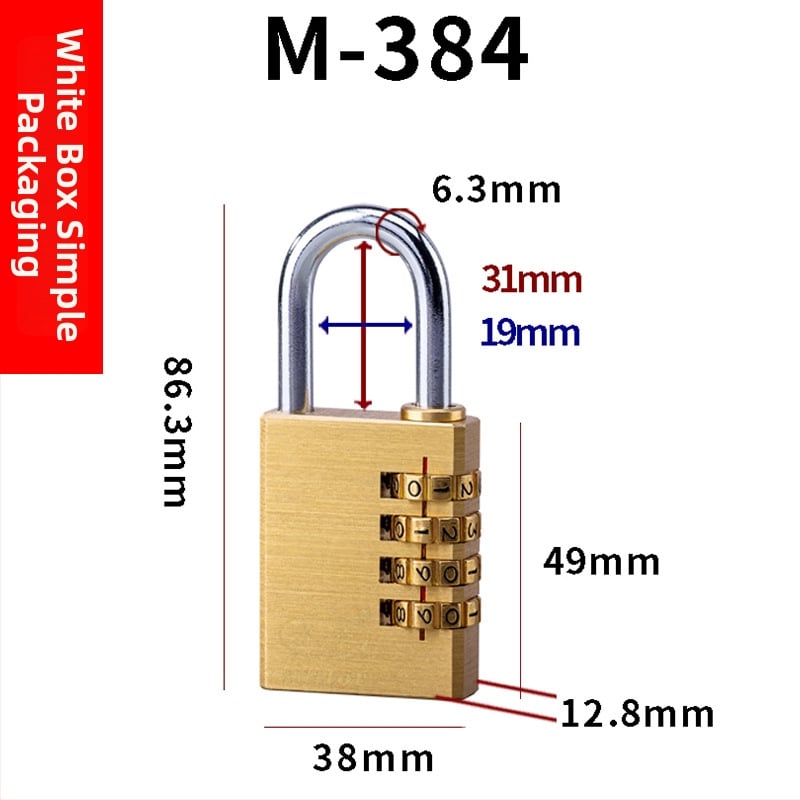 4-ciferný zámok na skrinky, kufre a zásuvky – kovové telo, model C, hrúbka zámkovej tyče 3 mm, odstup tyče 21.5–41.8 mm