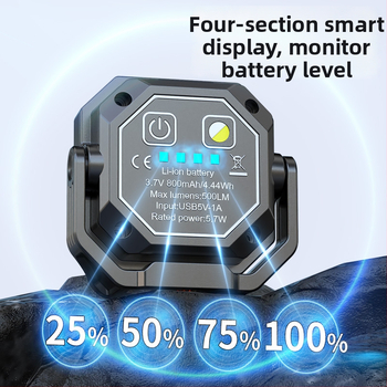 Кампинг лампа - Cob LED, презареждаща, 3V, 500mAh, бутонен превключвател