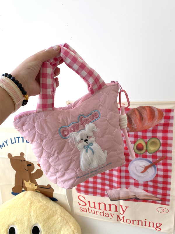 Geantă Tote - Bumbac, Deschidere cu fermoar, buzunar intern cu fermoar, formă orizontală pătrată, mânere duble