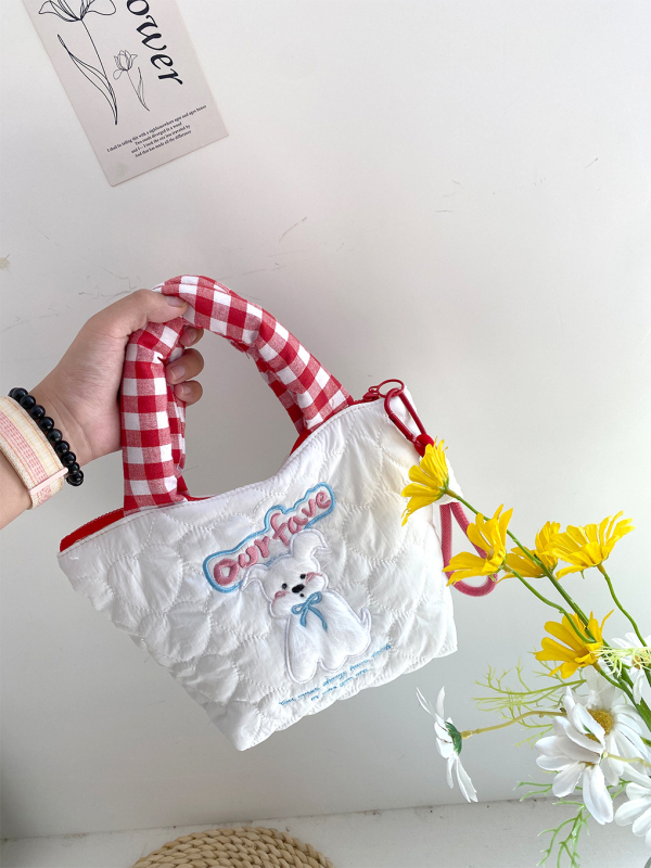 Geantă Tote - Bumbac, Deschidere cu fermoar, buzunar intern cu fermoar, formă orizontală pătrată, mânere duble