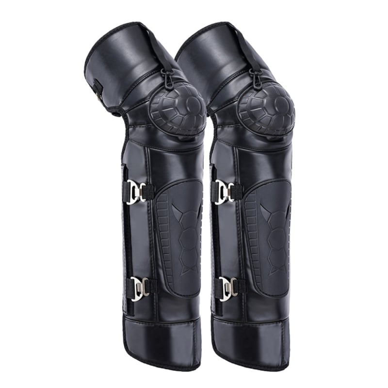 Ādas ceļgalu sargi ar vilnas oderi, biežas, vēja izturīgas un aukstumizturīgas, piemērotas motocikla un elektriskā velosipēda braukšanai (pieaugušie, vīrieši un sievietes)