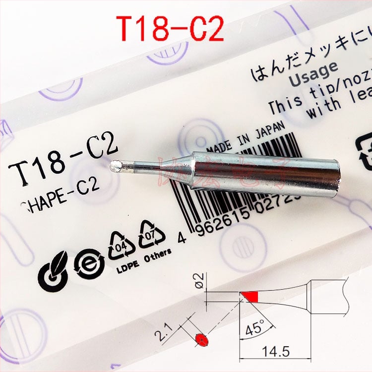 Lituojimo galiukai T18 serijos: T18-K peilio galas, D24/D32/D16 tiesūs galai, C3, C2, B