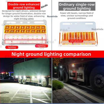 LED странична светлина за ремаркето на камион, 12/24V, IP68 водоустойчива, двойна редица LED, корпус от PC, живот 50 000 ч