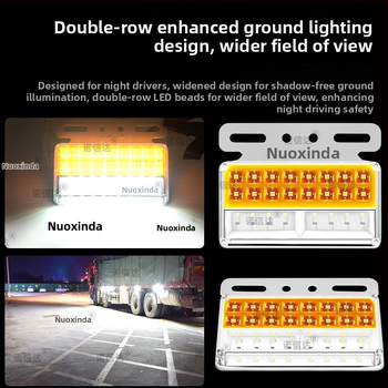 LED странична светлина за ремаркето на камион, 12/24V, IP68 водоустойчива, двойна редица LED, корпус от PC, живот 50 000 ч