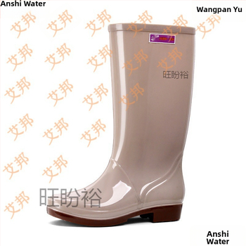 Moterų lietaus batai, viršus iš PVC, aukštas vamzdelis, įprastas storis, slip-on užsegimas