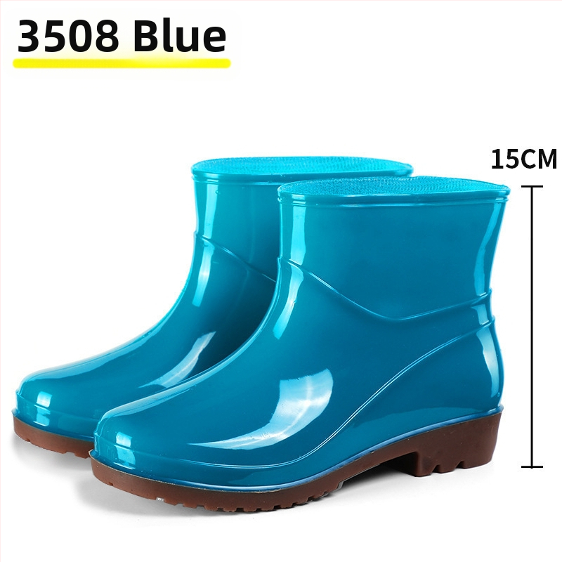 Moterų lietaus batai, viršus iš PVC, aukštas vamzdelis, įprastas storis, slip-on užsegimas