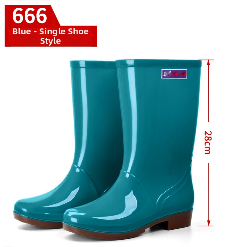 Moterų lietaus batai, viršus iš PVC, aukštas vamzdelis, įprastas storis, slip-on užsegimas