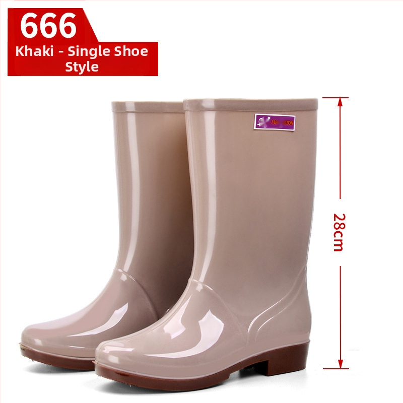 Moterų lietaus batai, viršus iš PVC, aukštas vamzdelis, įprastas storis, slip-on užsegimas
