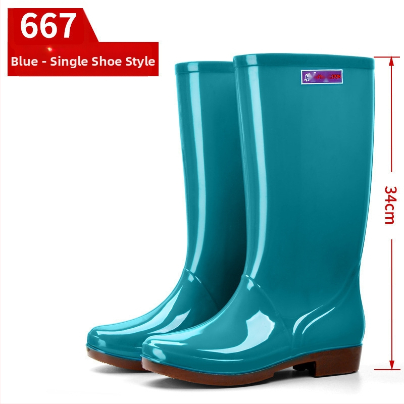 Moterų lietaus batai, viršus iš PVC, aukštas vamzdelis, įprastas storis, slip-on užsegimas