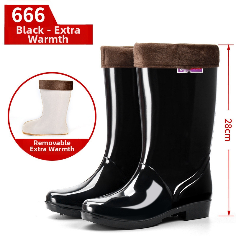 Moterų lietaus batai, viršus iš PVC, aukštas vamzdelis, įprastas storis, slip-on užsegimas