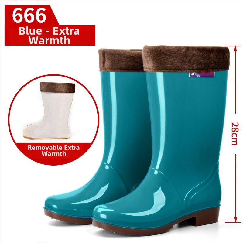 Moterų lietaus batai, viršus iš PVC, aukštas vamzdelis, įprastas storis, slip-on užsegimas