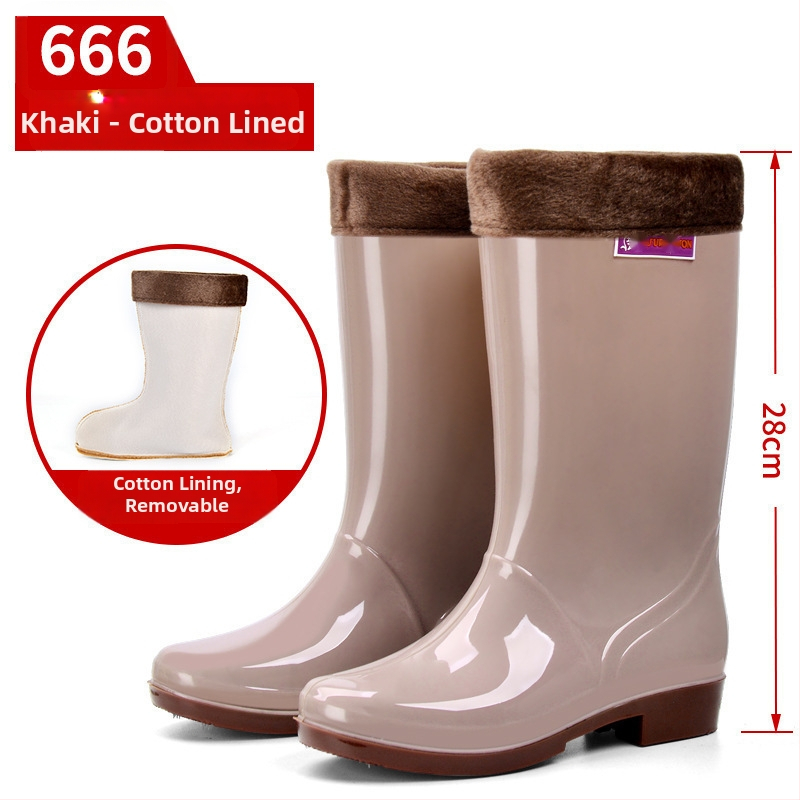 Moterų lietaus batai, viršus iš PVC, aukštas vamzdelis, įprastas storis, slip-on užsegimas