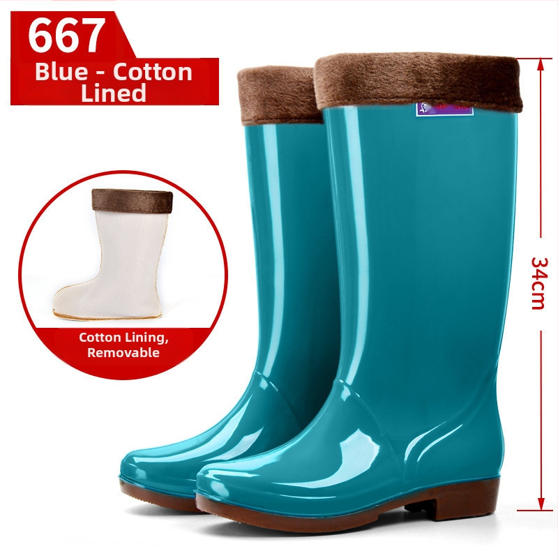 Moterų lietaus batai, viršus iš PVC, aukštas vamzdelis, įprastas storis, slip-on užsegimas