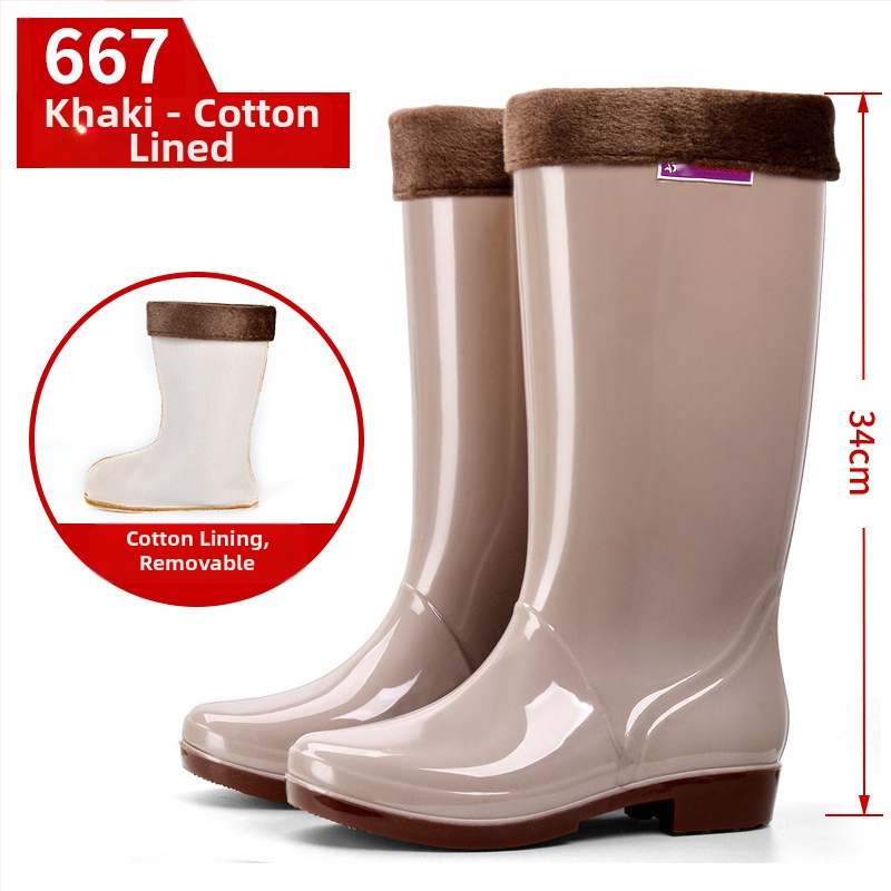 Moterų lietaus batai, viršus iš PVC, aukštas vamzdelis, įprastas storis, slip-on užsegimas