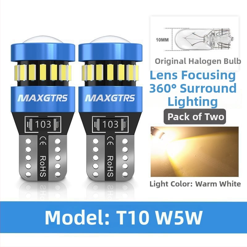 12V T10 LED крушка с леща за W5W светлина за позиционна светлина и светлина на регистрационния номер – универсално plug-in