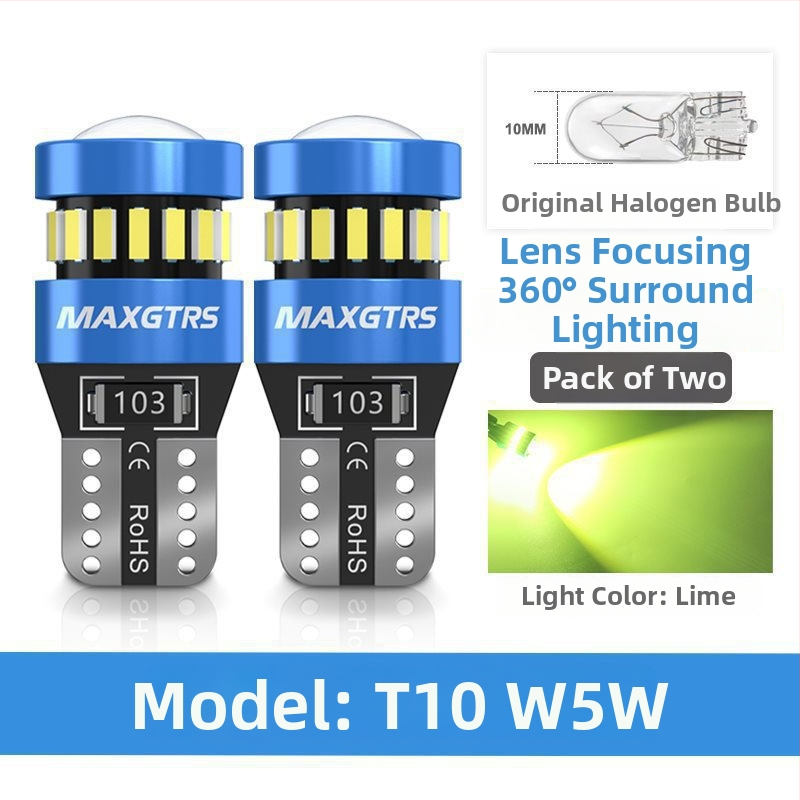 12V T10 LED крушка с леща за W5W светлина за позиционна светлина и светлина на регистрационния номер – универсално plug-in