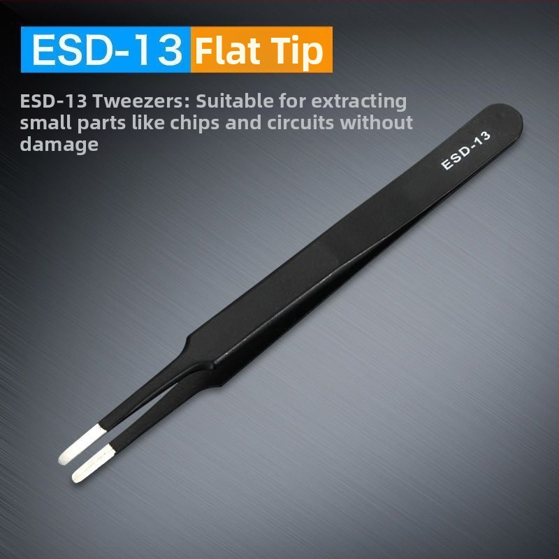 Антистатични пинсети от неръждаема стомана, прецизен извивен връх, връх от високо въглеродна стомана за заваряване на електронни компоненти