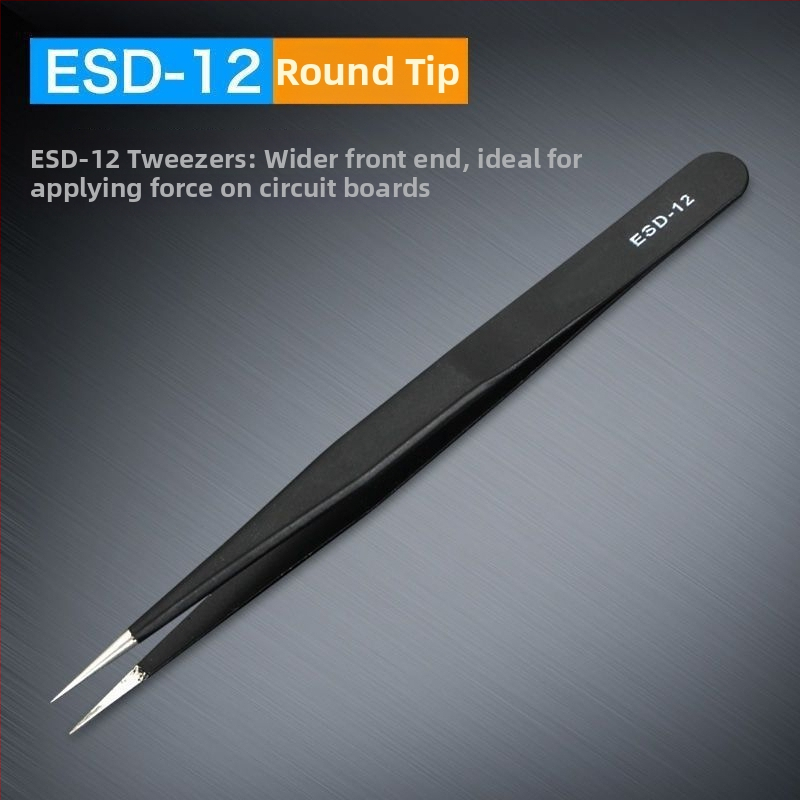 Антистатични пинсети от неръждаема стомана, прецизен извивен връх, връх от високо въглеродна стомана за заваряване на електронни компоненти