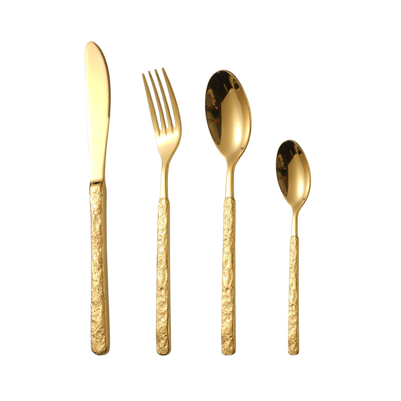 Rock mintás rozsdamentes acél étkészlet – kés, villa, kanál, desszertkanál, tükrös felület, logó testreszabható