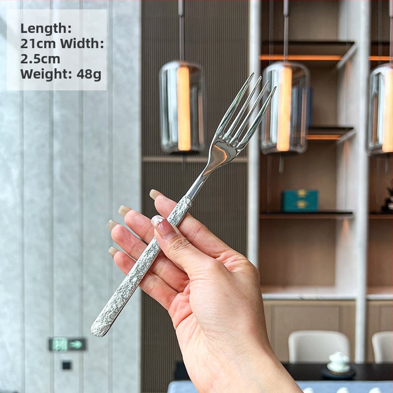 Rock mintás rozsdamentes acél étkészlet – kés, villa, kanál, desszertkanál, tükrös felület, logó testreszabható