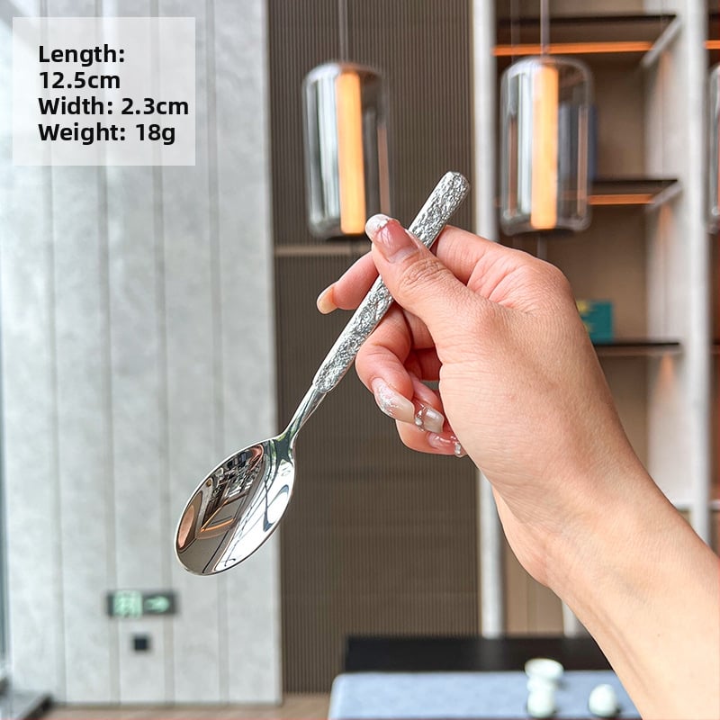 Rock mintás rozsdamentes acél étkészlet – kés, villa, kanál, desszertkanál, tükrös felület, logó testreszabható