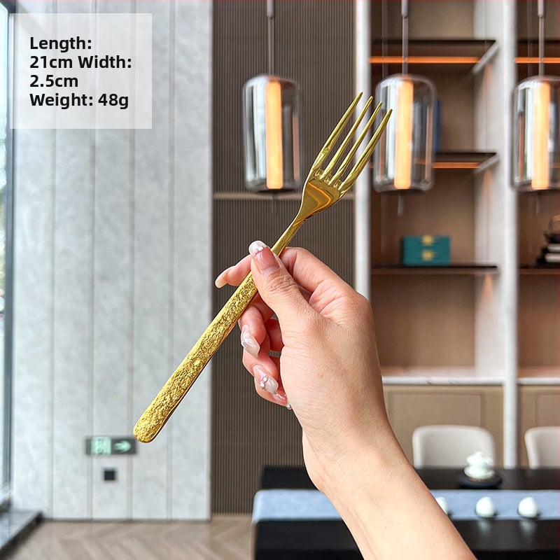 Rock mintás rozsdamentes acél étkészlet – kés, villa, kanál, desszertkanál, tükrös felület, logó testreszabható