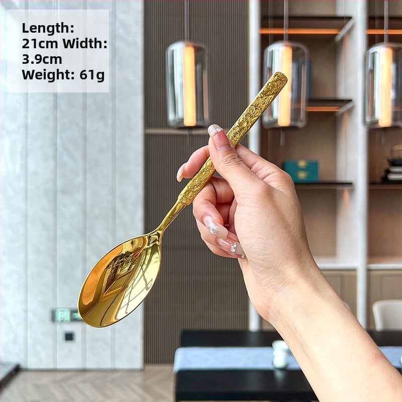 Rock mintás rozsdamentes acél étkészlet – kés, villa, kanál, desszertkanál, tükrös felület, logó testreszabható