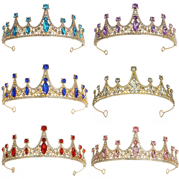 Корона-диадема с кристали, корейски стил, сплав, електроплагиране, подходяща за сватба, рожден ден и фестивал