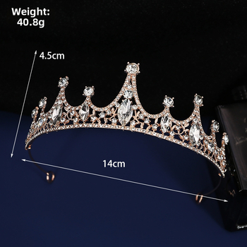 Корона-диадема с кристали, корейски стил, сплав, електроплагиране, подходяща за сватба, рожден ден и фестивал