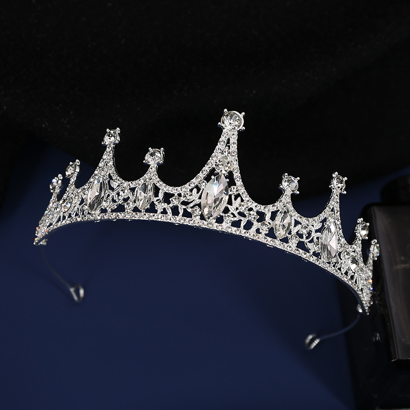 Корона-диадема с кристали, корейски стил, сплав, електроплагиране, подходяща за сватба, рожден ден и фестивал