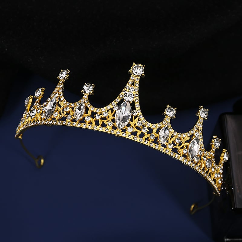 Корона-диадема с кристали, корейски стил, сплав, електроплагиране, подходяща за сватба, рожден ден и фестивал