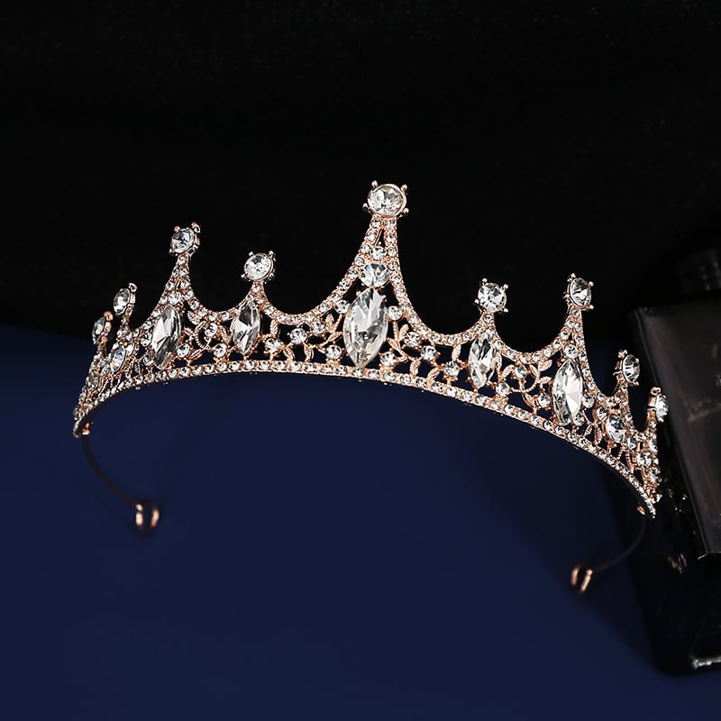 Корона-диадема с кристали, корейски стил, сплав, електроплагиране, подходяща за сватба, рожден ден и фестивал