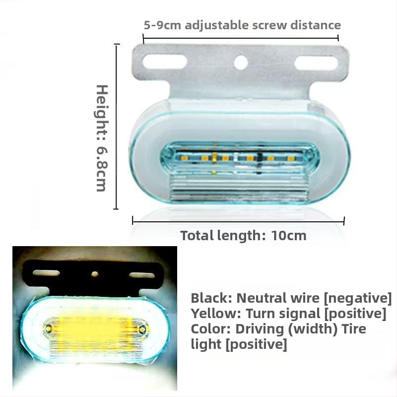 LED šoninė ženklinimo lemputė vilkikui, atspari vandeniui, 12/24V, IP67, Medžiaga: plieno plokštė + ABS korpusas, Tarnavimo laikas 50000 h