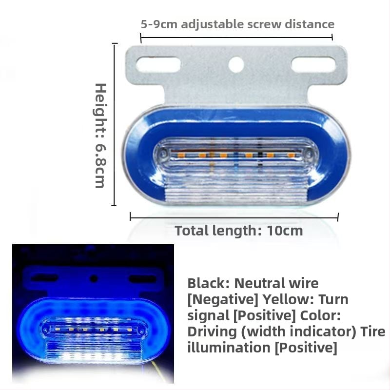 LED šoninė ženklinimo lemputė vilkikui, atspari vandeniui, 12/24V, IP67, Medžiaga: plieno plokštė + ABS korpusas, Tarnavimo laikas 50000 h