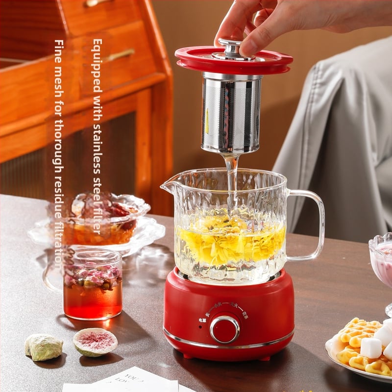 Kels Veselības tējkanna — borosilikāta stikls, modelis JJ-20360B, tilpums līdz 1 L, 360 W pie 220 V, mehāniskā vadība